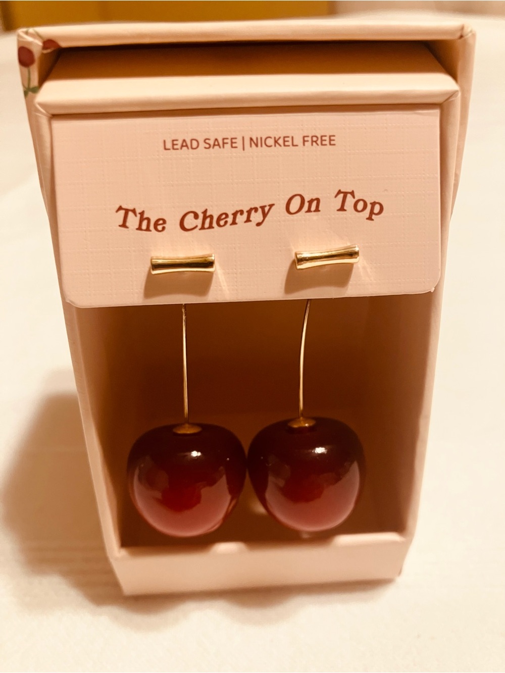 The Cherry On Top Dangle Drop Cherry Earrings NWT - Gift Boxed
